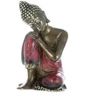 Leaning Buddha Piros 9cm - bronz buddha szobor