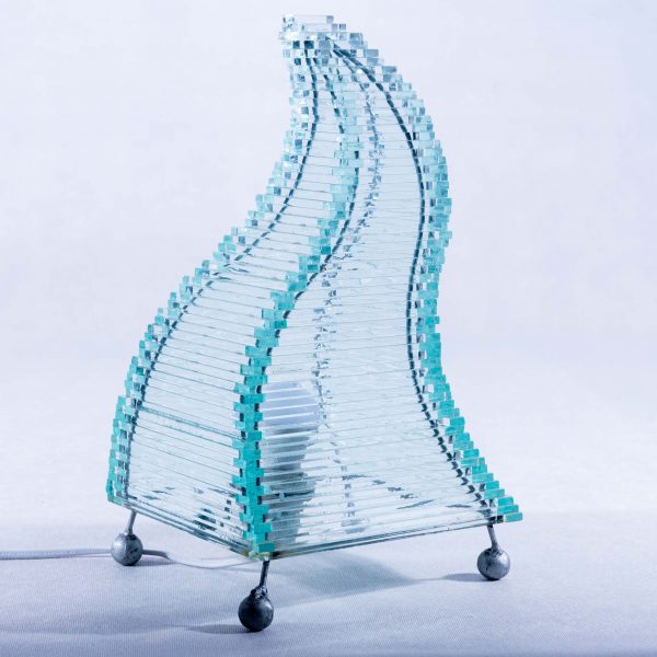 Hullám alakú ragasztott üvegből készült egyedi lámpa Baliról-2 2 Hullám alakú ragasztott üvegből készült egyedi lámpa Baliról-2 - Image 2