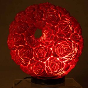 Kézzel készült ajándékok Baliról 58 Piros Fánk alakú kagyló design asztali lámpa Baliról