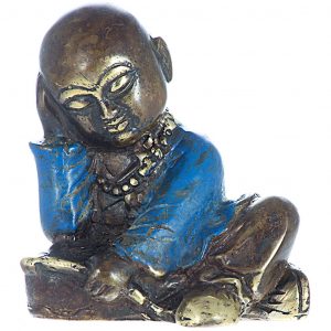 Dreaming Buddha Blue 8cm - bronz buddha szobor