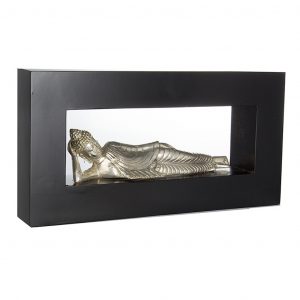 Nirvana Buddha Silver - Fém Buddha dísz fa keretben