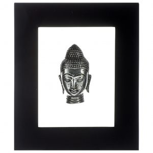 Flying Buddha head - Buddha dekoráció fa keretben
