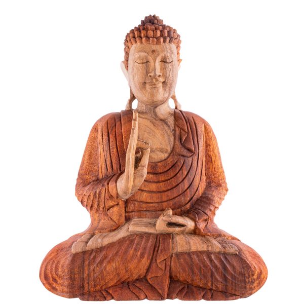 Imádkozó Buddha - fa szobor 30cm