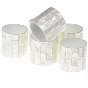 Shellhome Silver - fehér kagyló szalvétagyűrű 6db