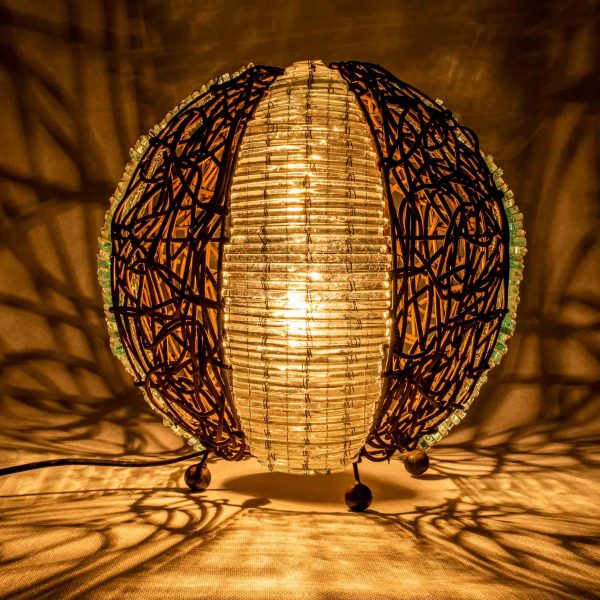 Bambusz-Üveg design lámpa Baliról