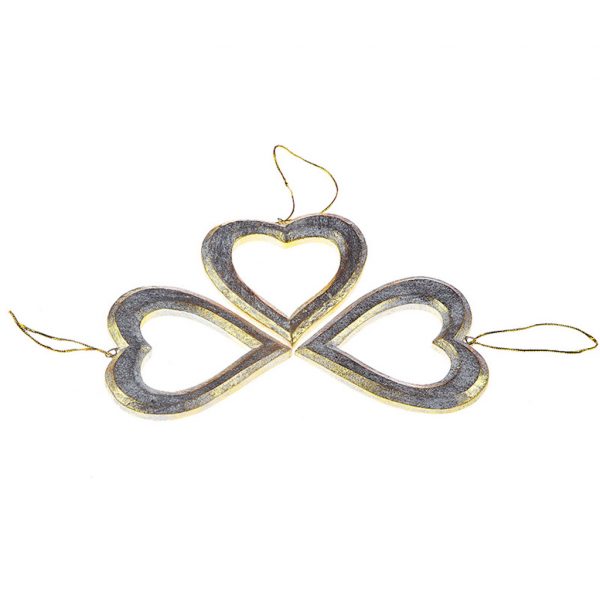 Szív keret 10cm - arany fa karácsonyfa dísz